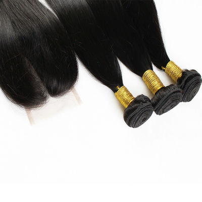 100g バージン ヒューマン ヘア エクステンション Natural Black Straight With Closure