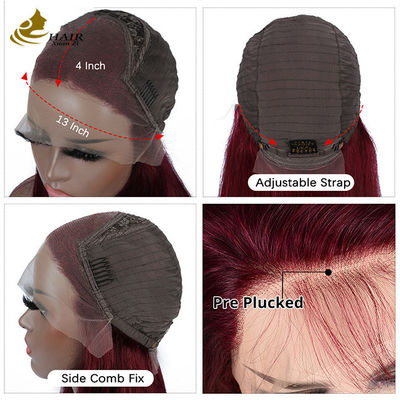 130% 密度 99J カラー 処女人髪 フロント 蕾丝 ワイグ ストレート パーソナライズされた 人髪 ワイグ