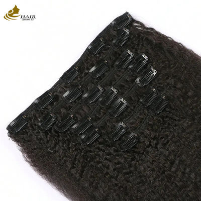 ヤキ キンキー マレーシア 織り髪 縫い目なし クリップ イン エクステンション 7個