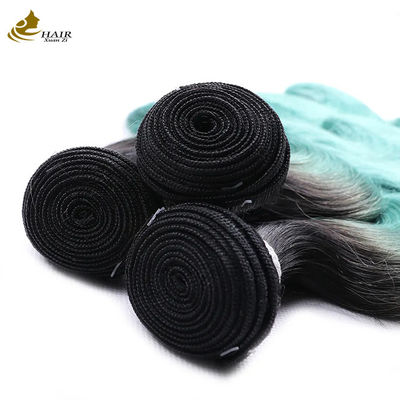 1B ブルーブラジリアンハイライトボディウェーブブラジリアンバージンレミーオンブレ人毛バンドル