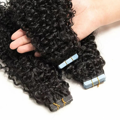 20 インチ 天然黒水波テープ 人間の髪の拡張子