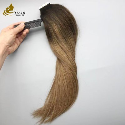 100% Real Virgin Human Hair Tape In Hair Extensions B2/6 Color Straight Hair Extensions