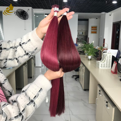 卸売キューティクルアライン I チップ 人毛エクステンション バーグと99Jカラー ストレートヘアエクステンション